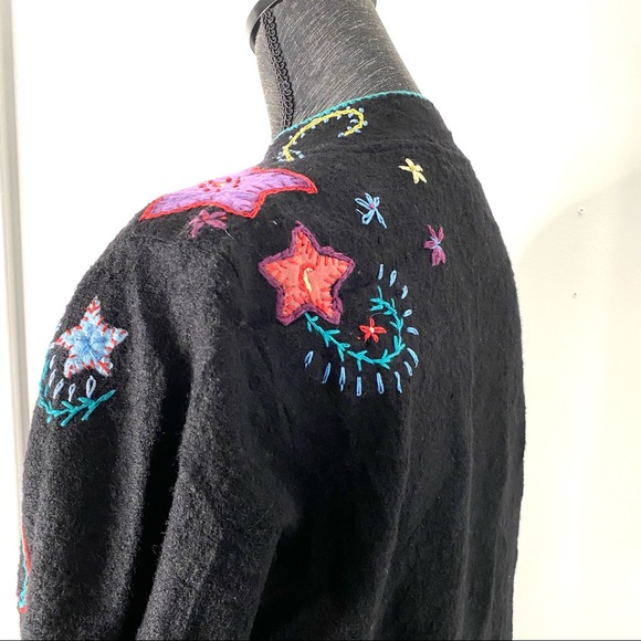 Norm Thompson Vintage Embroidered Wool Cardigan Sweater - Picture 8 of 15